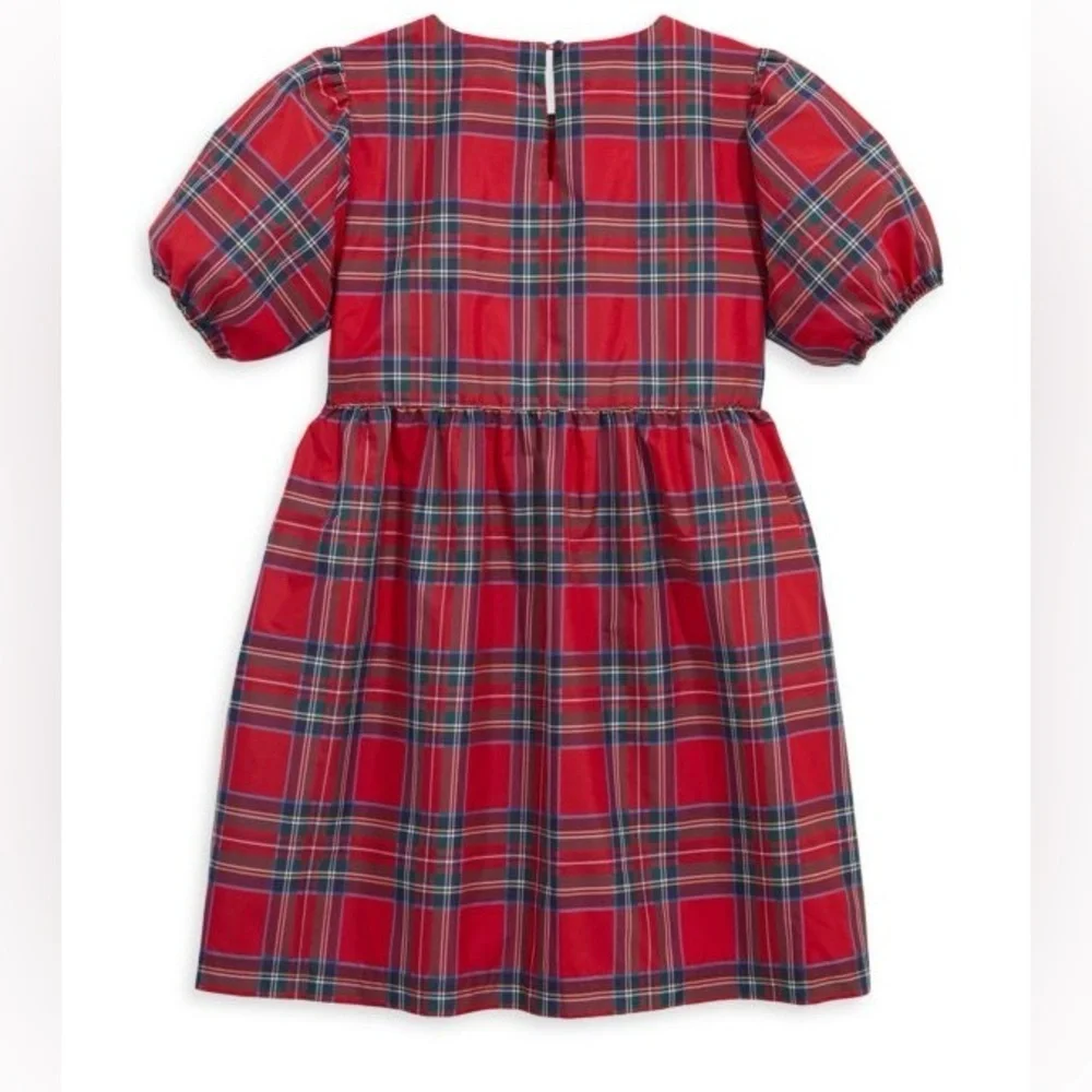 VINEYARDS VINES Girl's Plaid Taffeta Puff Sleeve Dress Size M